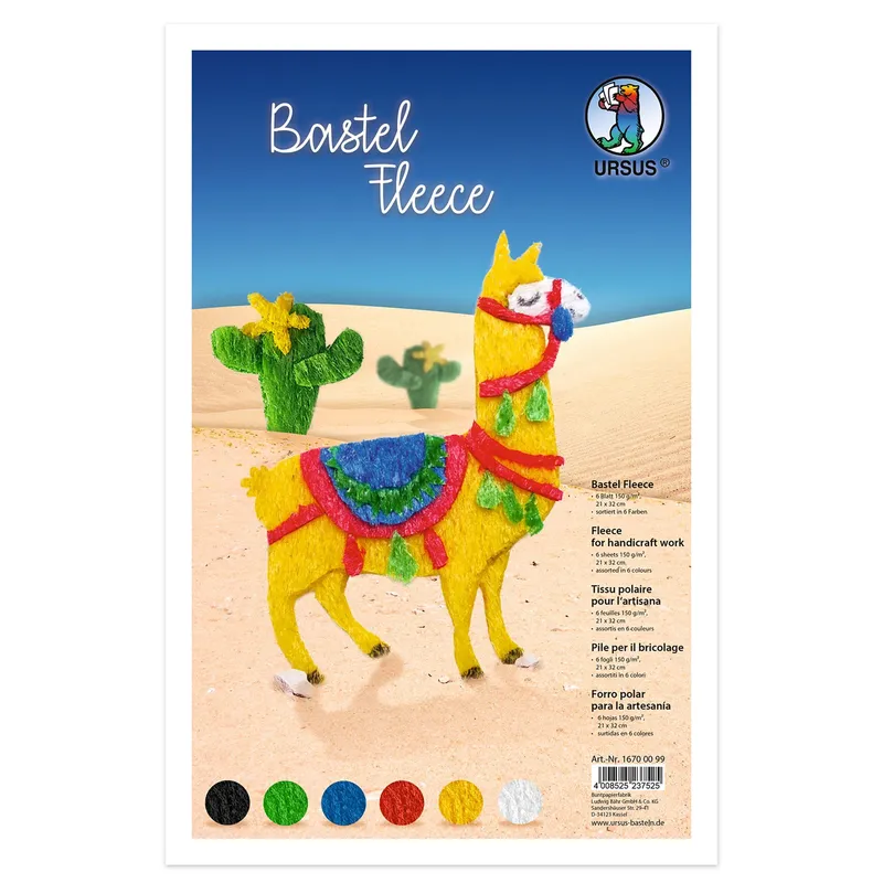 Bastelfleece / Kuschelvlies 150 g/qm 21 x 32 cm - 6 Blatt sortiert