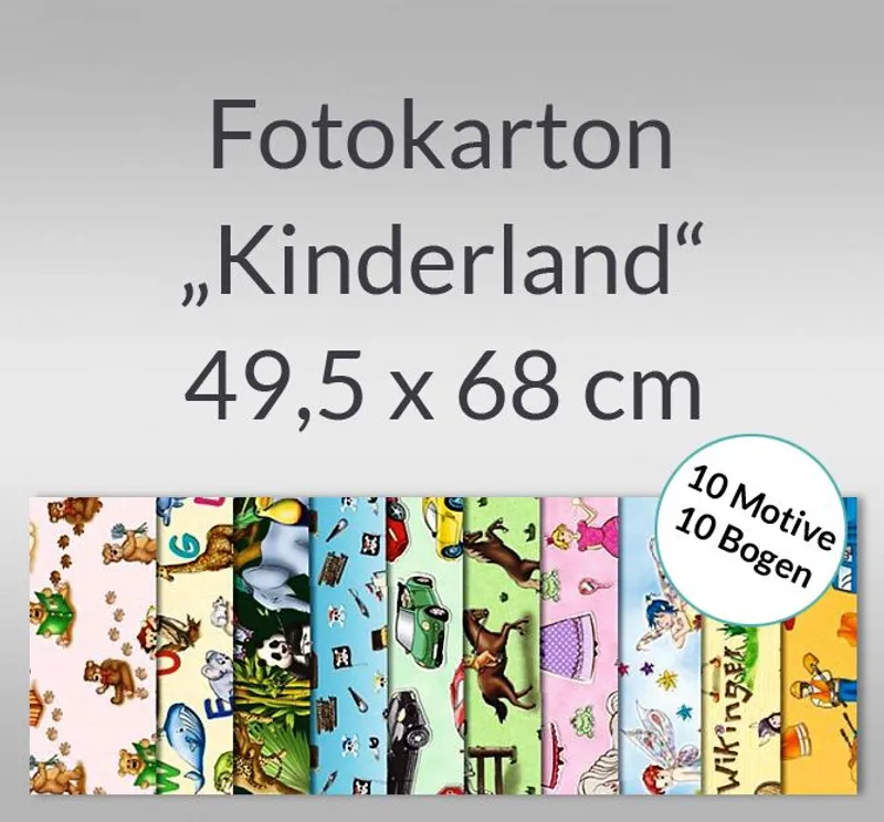 Fotokarton "Kinderland" 49,5 x 68 cm - 10 Bogen sortiert