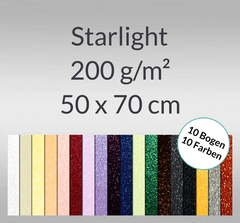 Starlight 200 g/qm 50 x 70 cm - 10 Bogen sortiert
