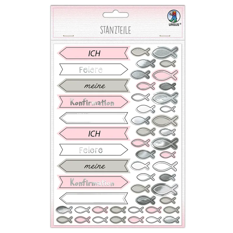 Stanzteile "Meine Konfirmation", 312 Stanzteile, rosa/taupe