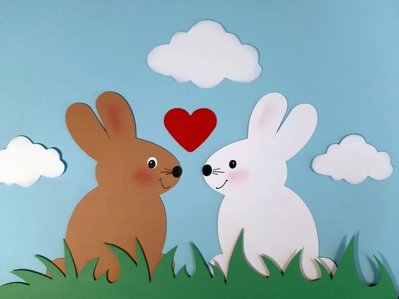 2 Hasen aus Bastelpapier