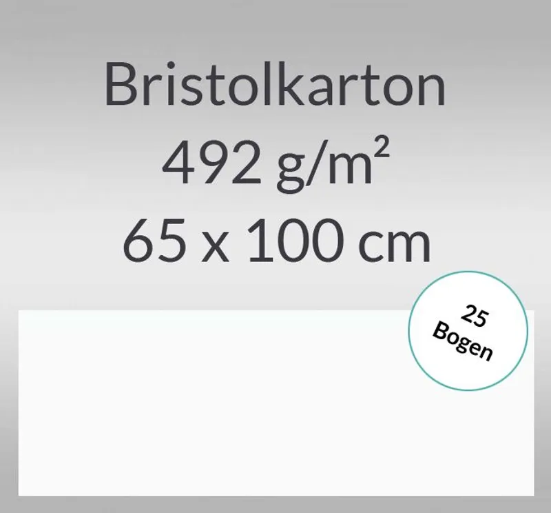 Bristolkarton 492 g/qm 65 x 100 cm - 25 Bogen