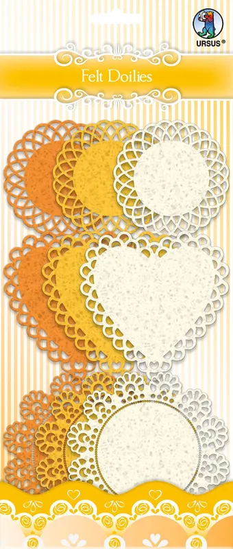 Felt Doilies, 9 Stück sortiert in 3 verschiedenen Farben