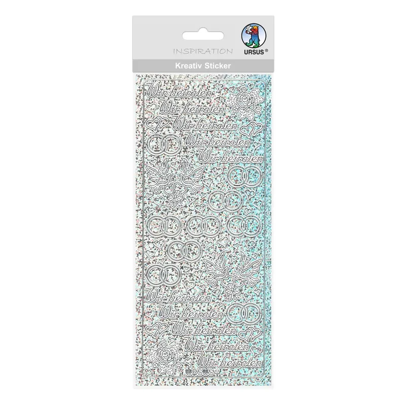 Hologramm Sticker "Wir heiraten" silber