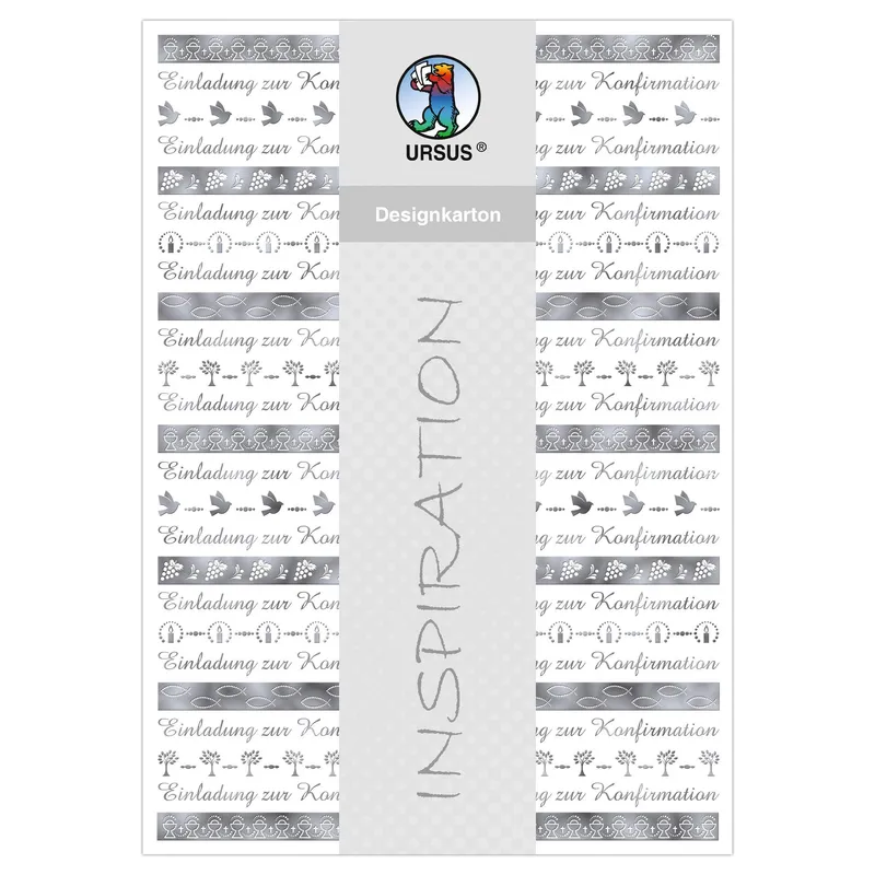 Designkarton "Bordüren" silber DIN A4 - 5 Blatt