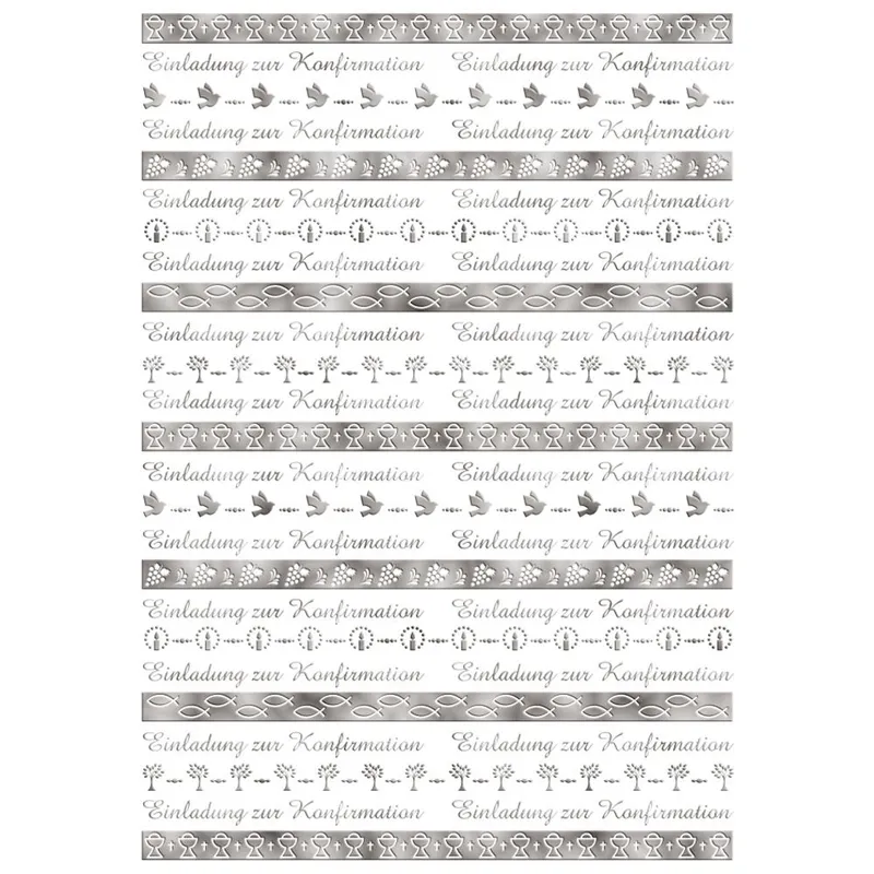 Transparentpapier "Bordüren" silber DIN A4 - 5 Blatt
