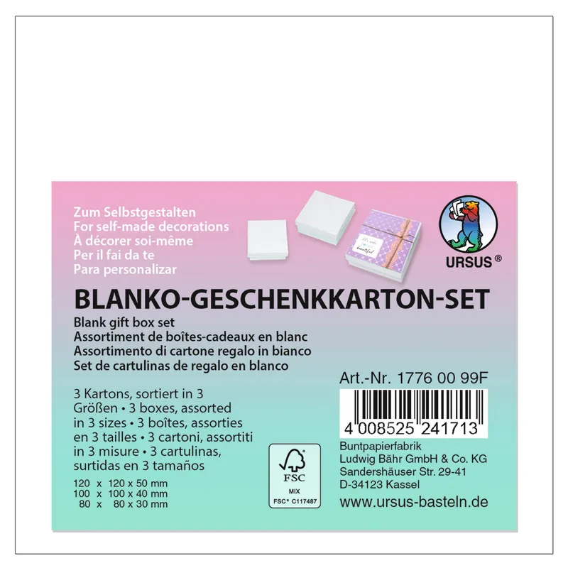 Blanko-Geschenkkarton-Set "mini" quadratisch