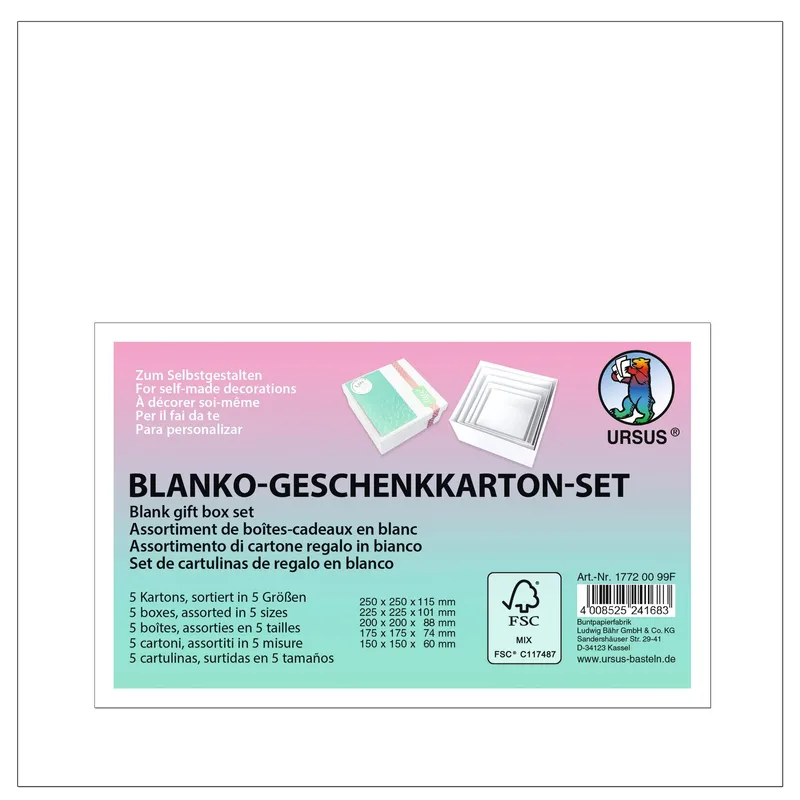 Blanko-Geschenkkarton-Set "maxi" quadratisch