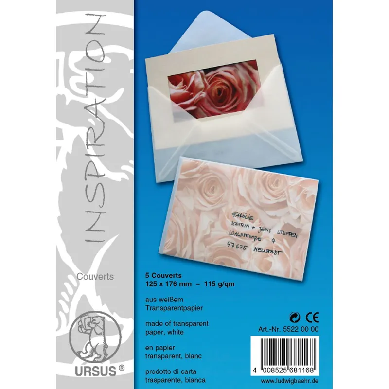 Transparentpapier-Kuverts "Uni" 115 g/qm - 5 Stück