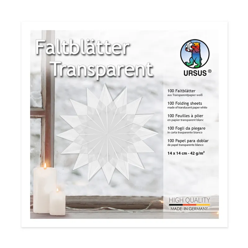 Faltblätter transparent 42 g/qm 14 x 14 cm - 100 Blatt weiß
