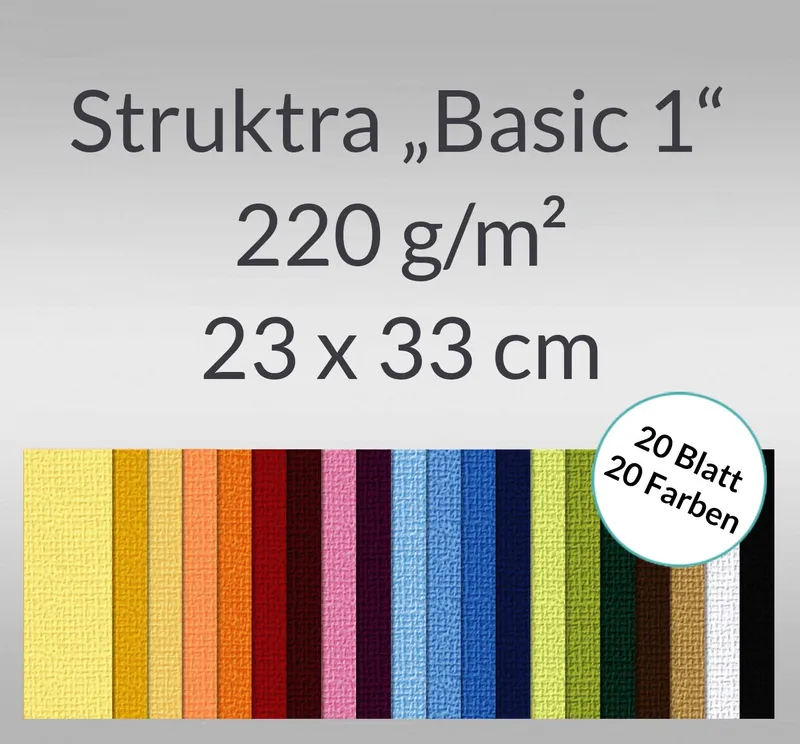 Bastelblock Struktura "Basic 1" 23 x 33 cm - 20 Blatt