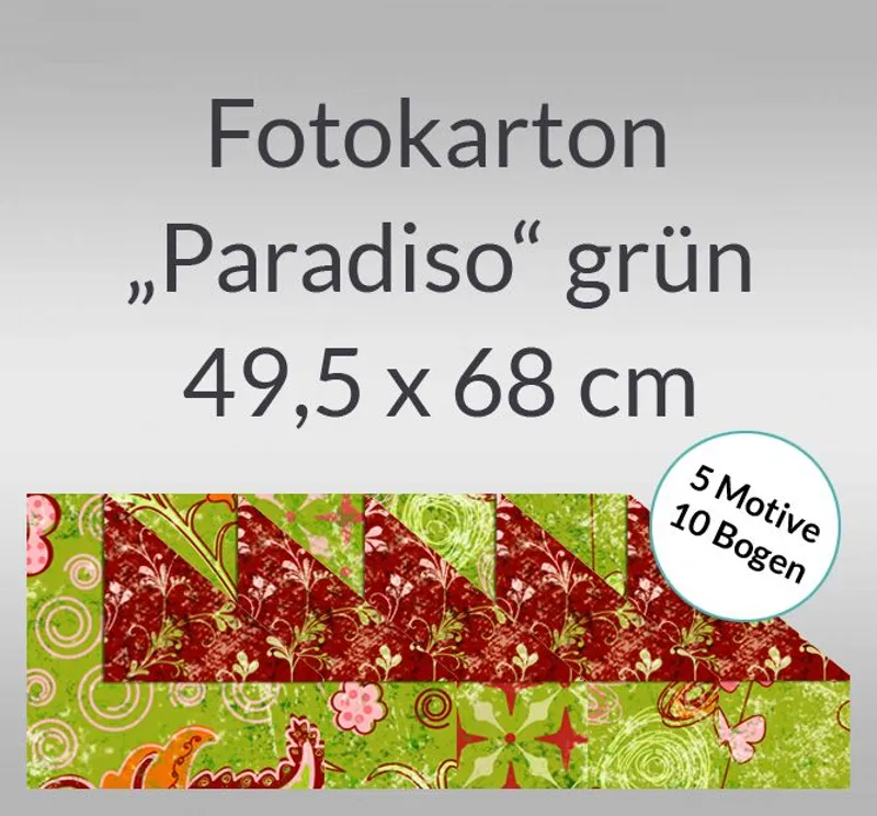 Fotokarton "Paradiso" grün 49,5 x 68 cm - 10 Bogen sortiert