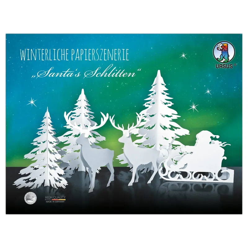 Winterliche Papierszenerie "Santa's Schlitten"