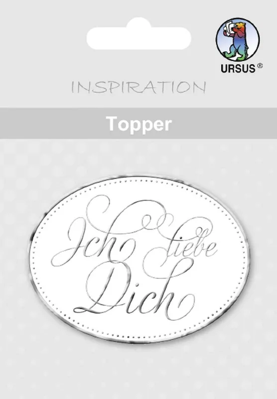 Topper "Ich Liebe Dich" weiß/silber - Motiv 01