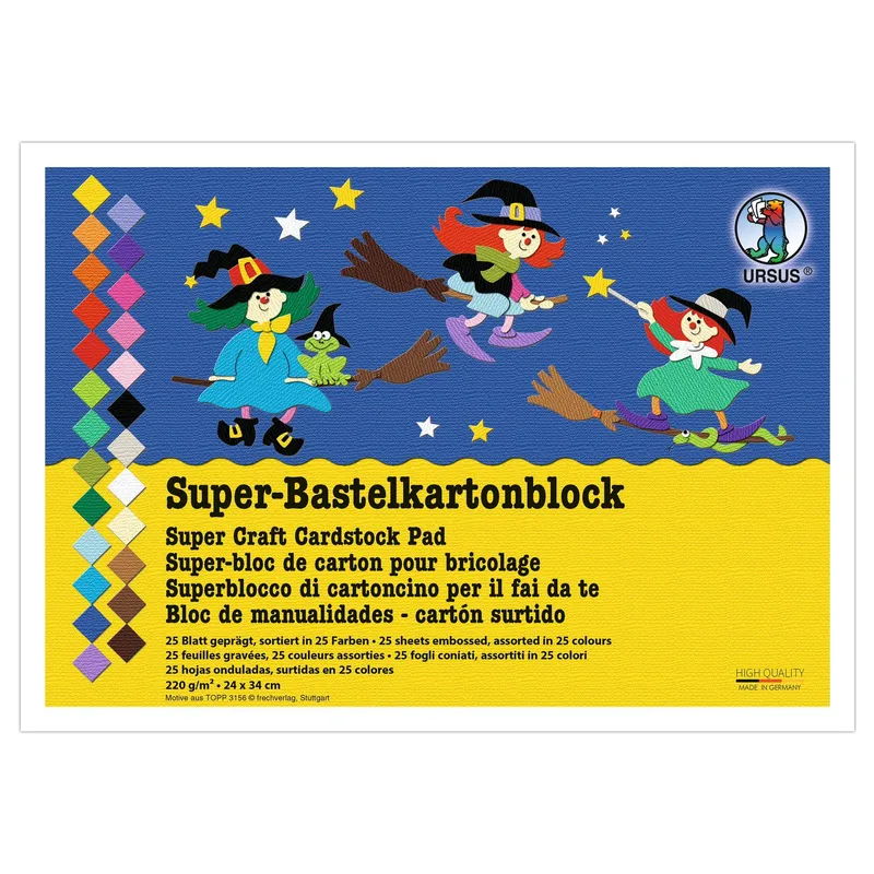 Super-Bastelkartonblock 220 g/qm 23 x 33 cm - 25 Blatt sortiert