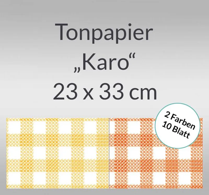 Karo-Tonzeichenpapier 130 g/qm 23 x 33 cm - 10 Blatt sortiert