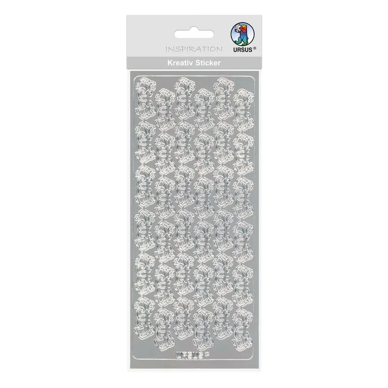 Kreativ Sticker "Bordüren Blüten" silber