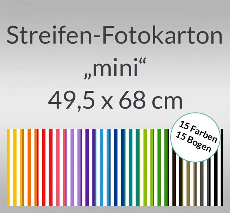 Streifen-Fotokarton "mini" 49,5 x 68 cm - 15 Bogen sortiert