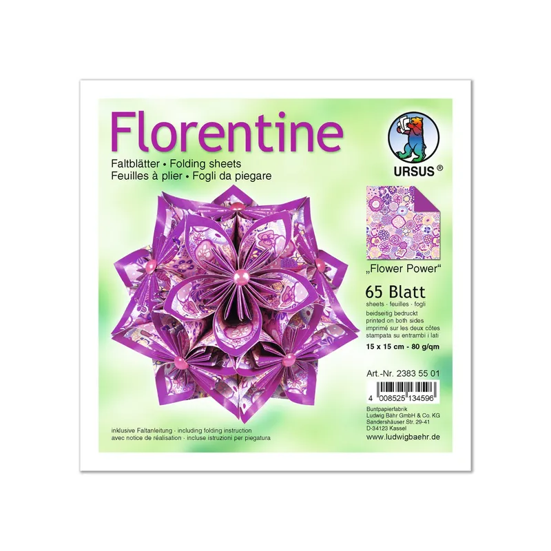 Faltblätter Florentine "Flower Power" - 65 Blatt