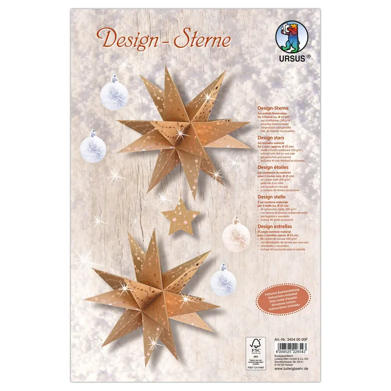 Bastelset Design Sterne aus Kraftkarton
