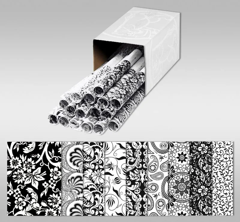 Transparentpapier "Black & White" 50 x 61 cm Sortierung 1 - 25 Rollen