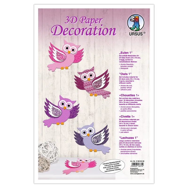 3D Paper Decoration "Eulen 1"