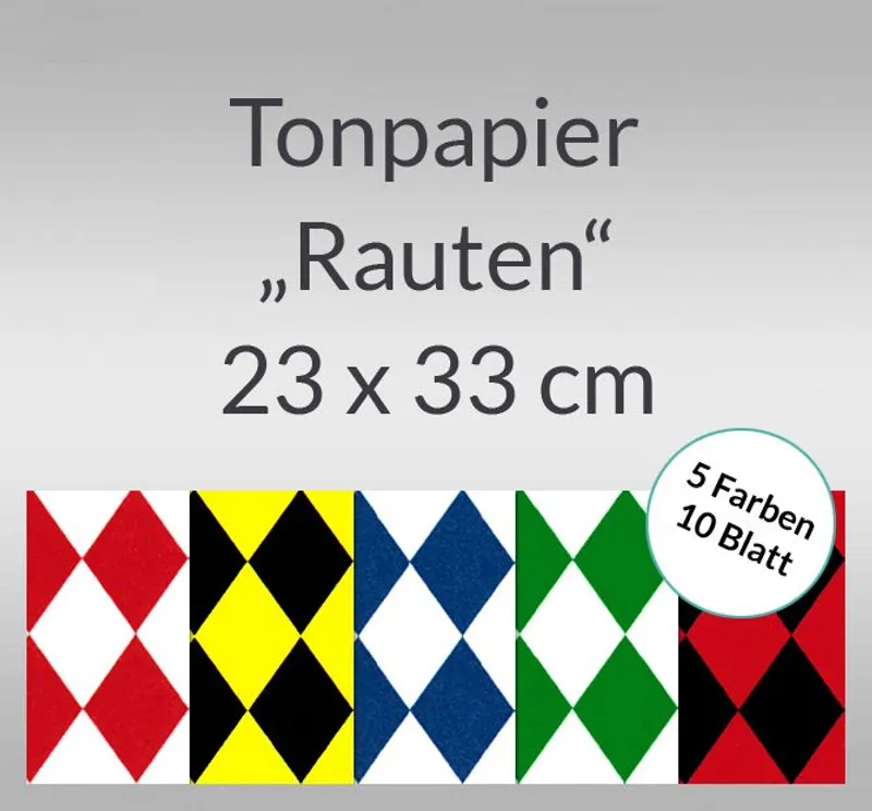 Rauten-Tonzeichenpapier 130 g/qm 23 x 33 cm - 10 Blatt sortiert