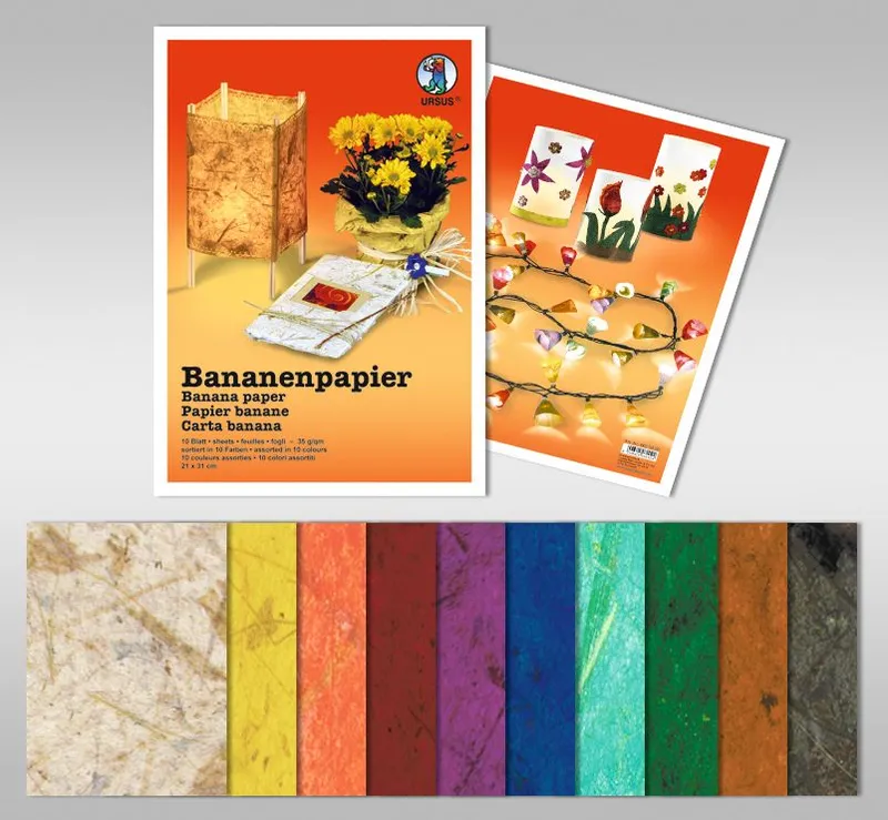 Bananenpapier 35 g/qm 21 x 31 cm - 10 Blatt sortiert