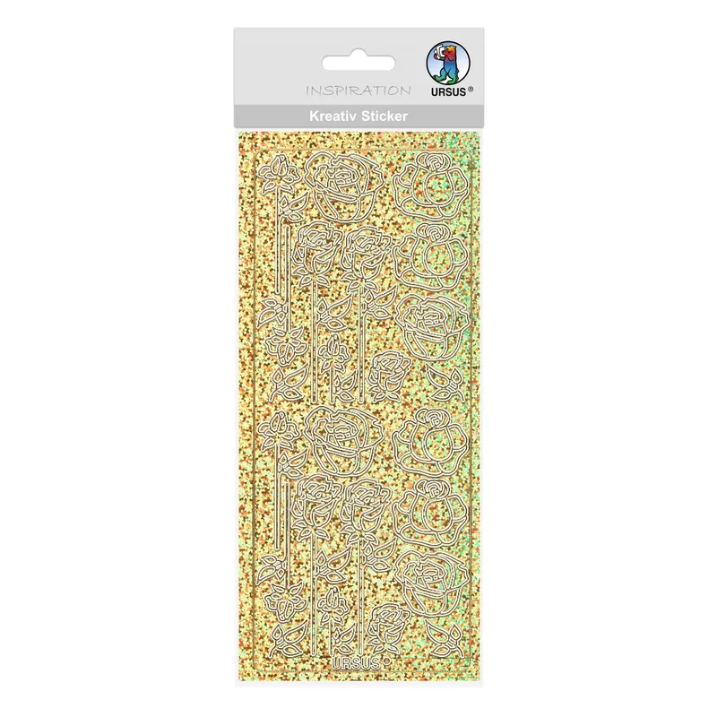 Hologramm Sticker "Rosen" gold