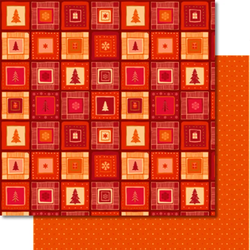 Scrapbooking Papier "Winterzauber orange/rot" - 25 Blatt