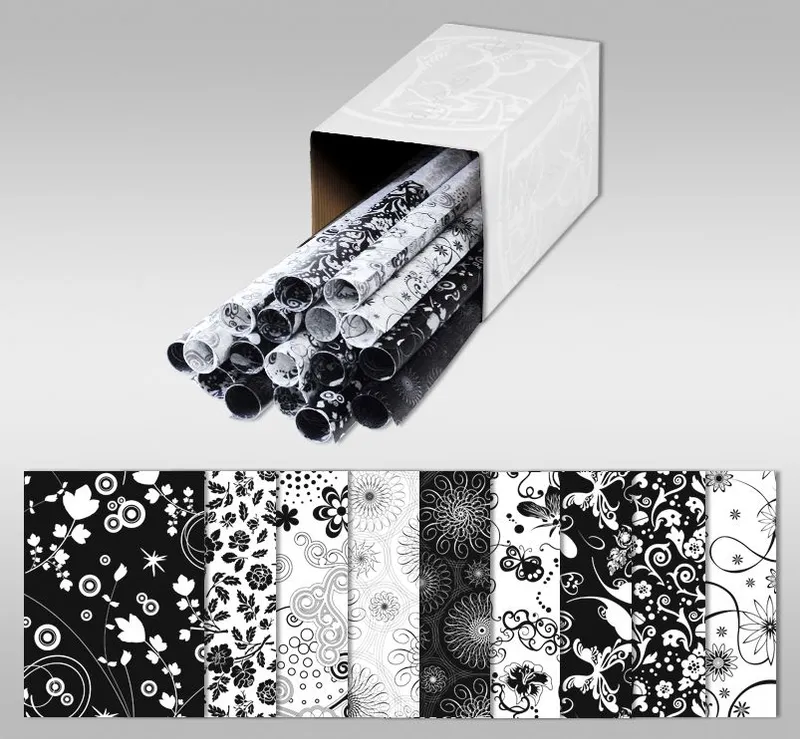 Transparentpapier "Black & White" 50 x 61 cm Sortierung 2 - 25 Rollen