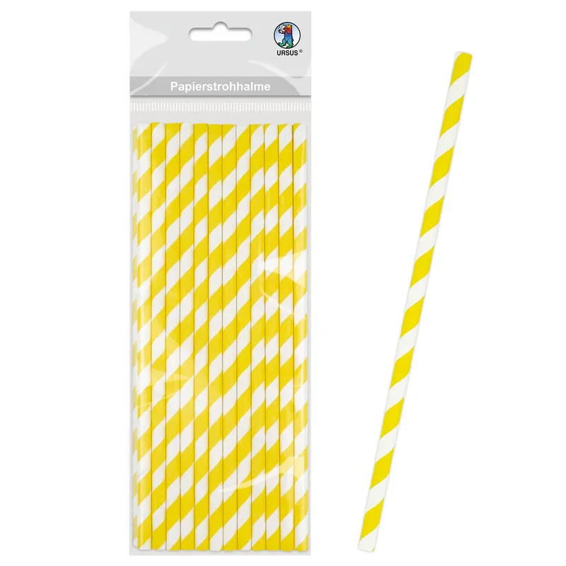 Papierstrohhalme "Streifen" klein ø 0,6 cm - 24 Stück