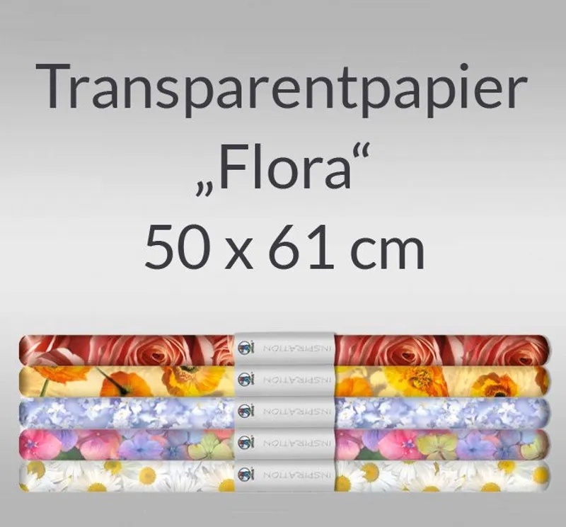 Transparentpapier "Flora" 50 x 61 cm Sortierung - 5 Rollen