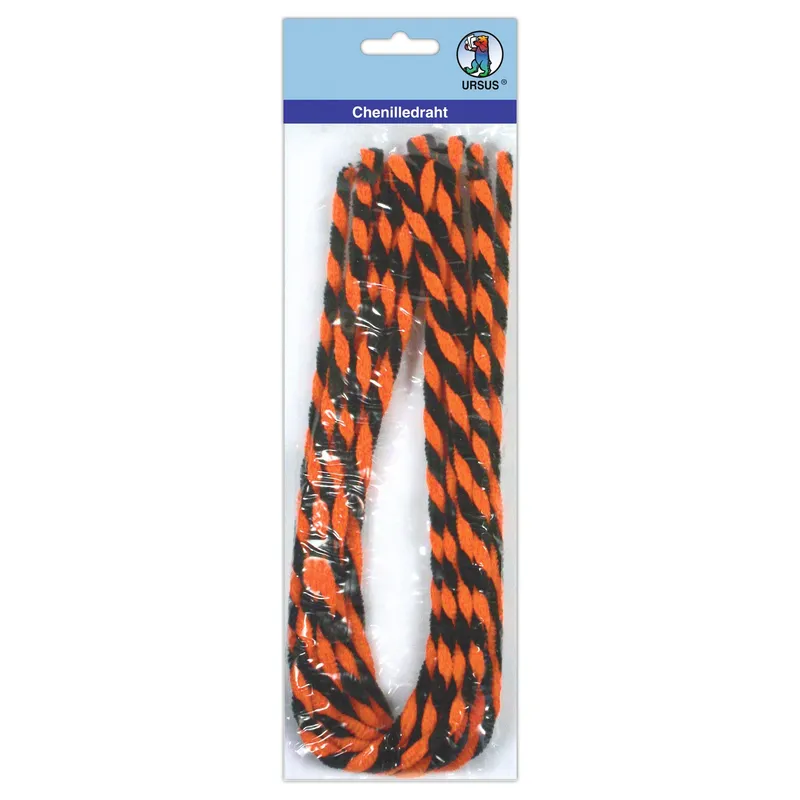 Chenilledraht 9 mm orange/schwarz