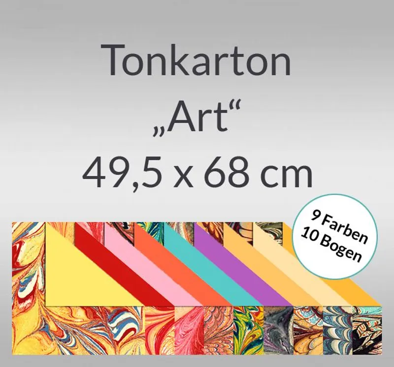Tonkarton "Art" 220 g/qm 49,5 x 68 cm - 10 Bogen sortiert