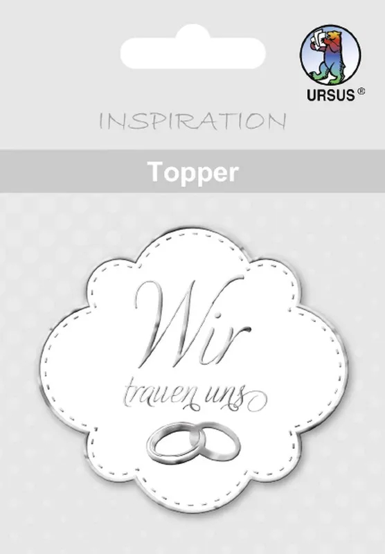 Topper "Wir trauen uns" weiß/silber - Motiv 05
