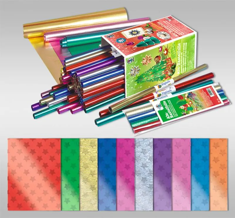 Alu-Sternchenfolie 90 g/qm 50 x 80 cm - 50 Rollen sortiert