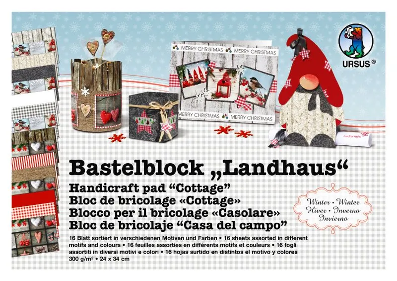 Bastelblock "Landhaus" Winter" - 16 Blatt
