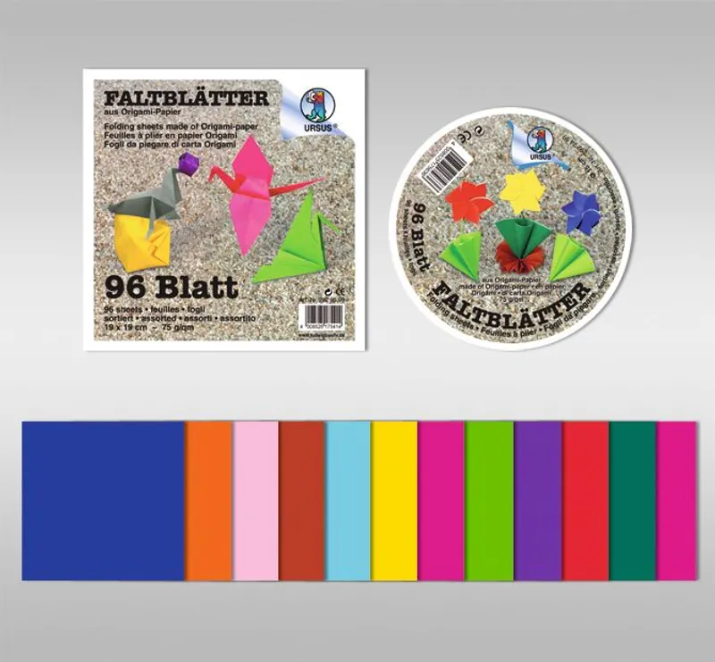 Origami-Faltblätter 75 g/qm ø 10 cm - 96 Blatt sortiert