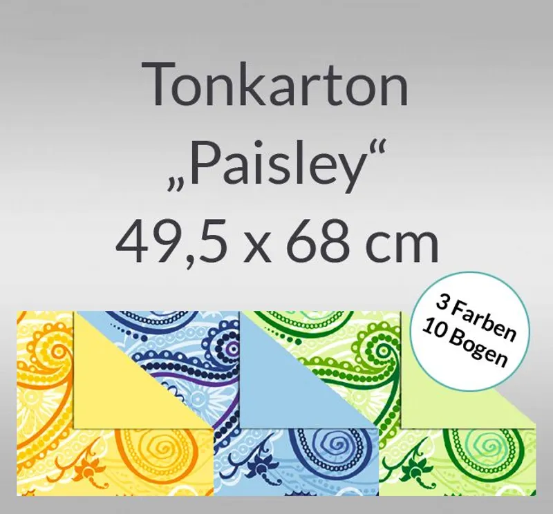 Tonkarton "Paisley" 220 g/qm 49,5 x 68 cm 10 Bogen sortiert