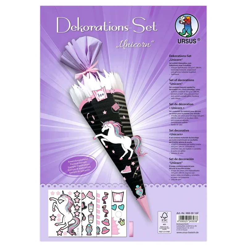 Deko-Set Schultüte Easy Line "Unicorn"