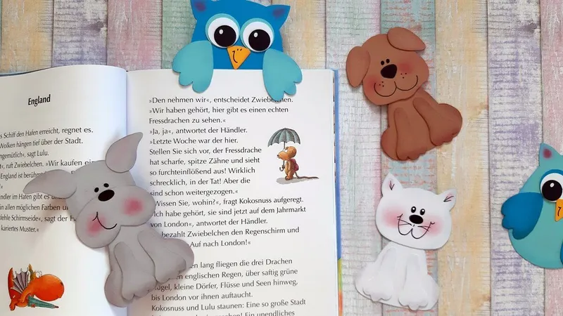 Lesezeichen, Haustiere aus Papier