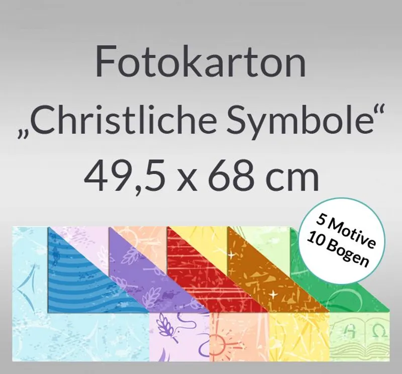 Fotokarton "Christliche Symbole" 49,5 x 68 cm - 10 Bogen sortiert