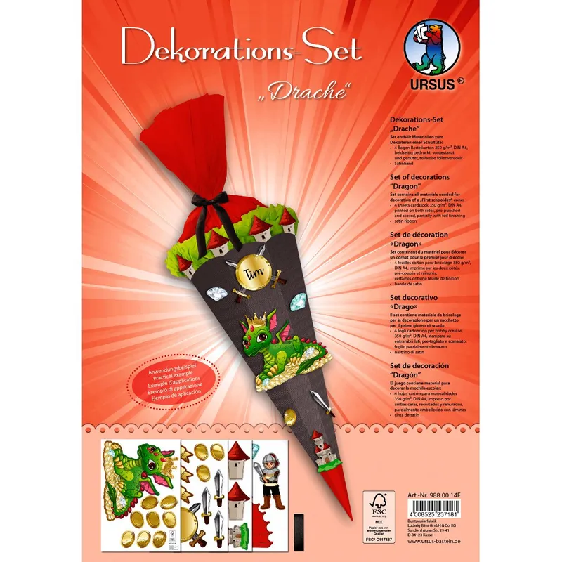 Deko-Set Schultüte Easy Line "Drache"