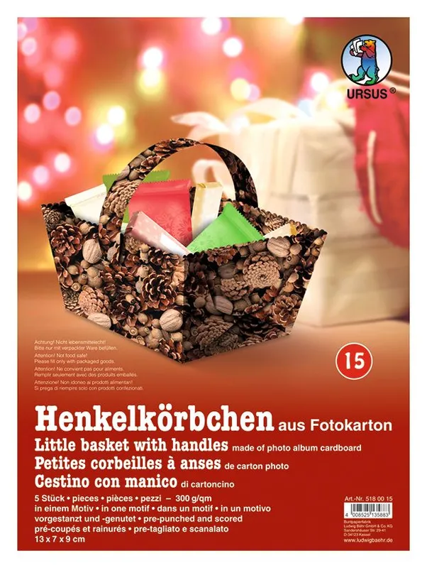 Henkelkörbchen "Nüsse/Tannenzapfen"