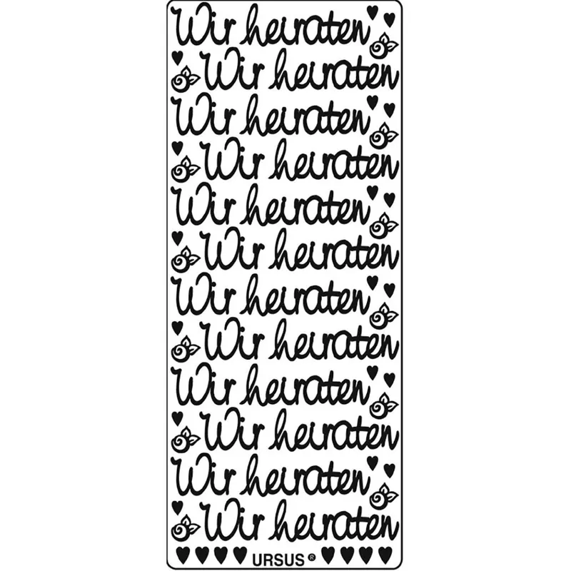 Kreativ Sticker Motiv 93 Wir heiraten - 5 Stück weiß