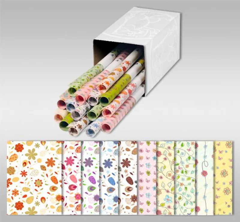 Transparentpapier "Landhausblumen + Blütenzauber" 50 x 61 cm - 25 Rollen sortiert