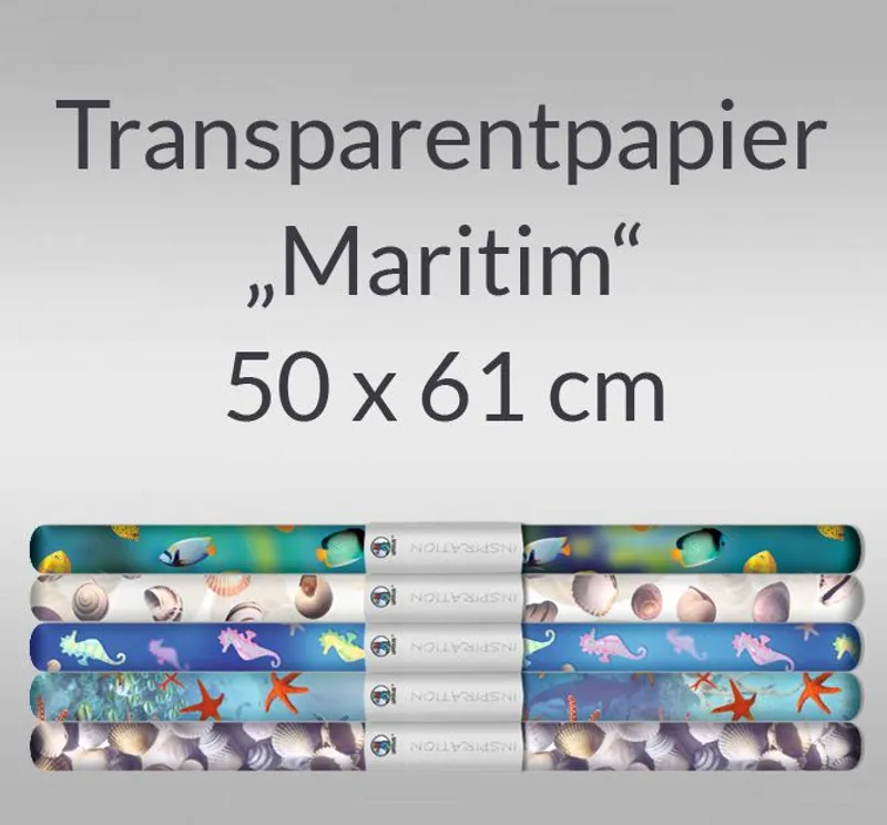 Transparentpapier "Maritim" 50 x 61 cm - 5 Rollen sortiert