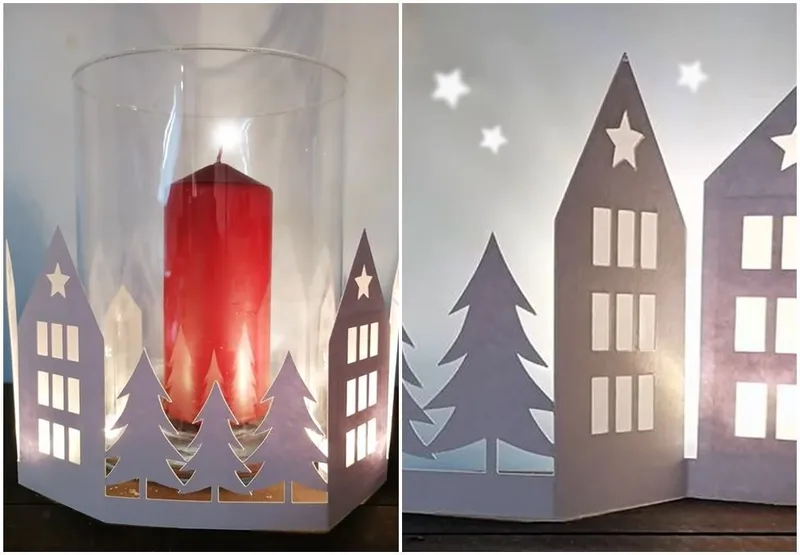 Häuser-Leporello aus Bastelpapier in Weiß