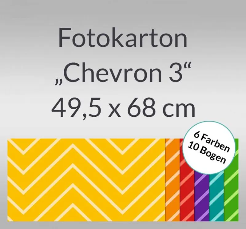 Fotokarton "Chevron 3" 49,5 x 68 cm - 10 Bogen sortiert